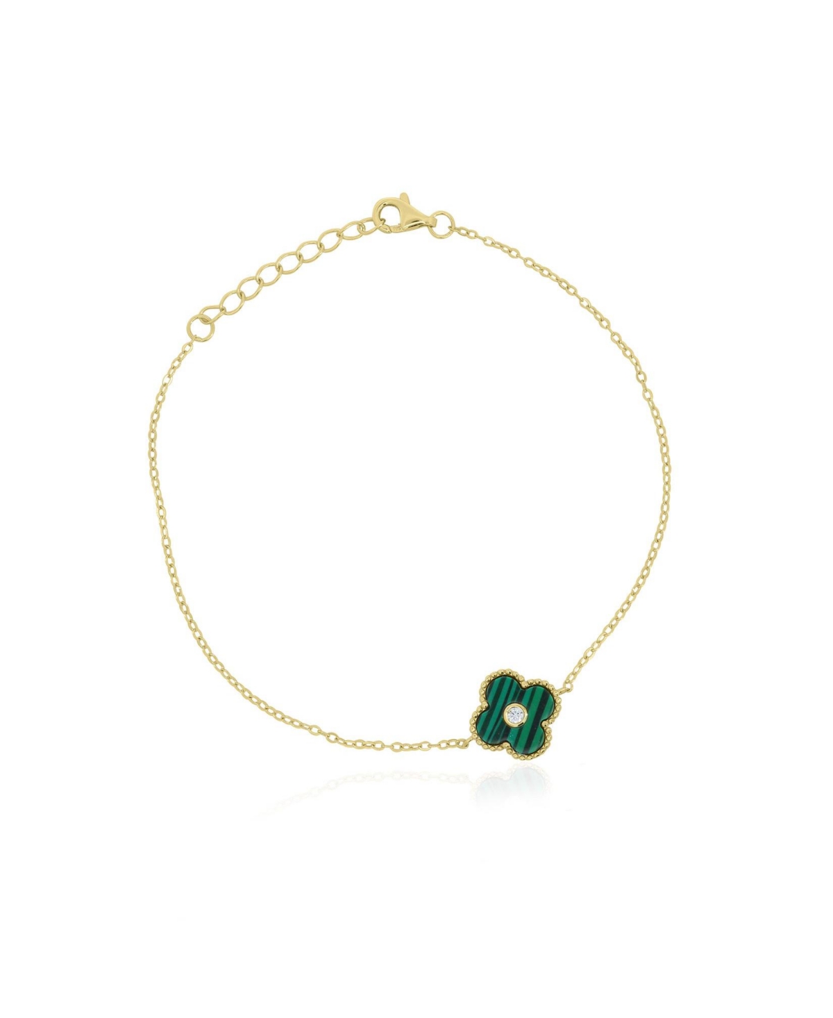 The Lovery Malachite Cz Accent Adjustable Bracelet in 14k Gold-Plated Sterling Silver - Gold plated sterling silver