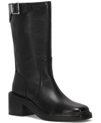 Women's Kate Moto Mid Round Toe Leather Boots