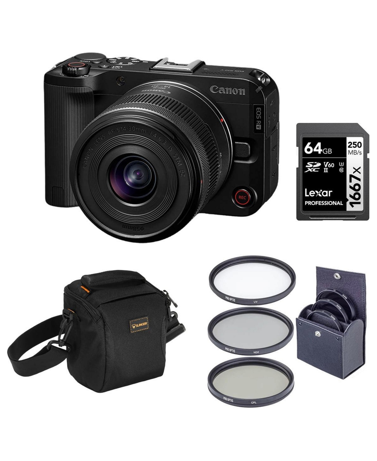 Canon Eos R50 V 4K Interchangeable Lens Mirrorless Camera with Rf-s 14-30mm Lens Kit - Black