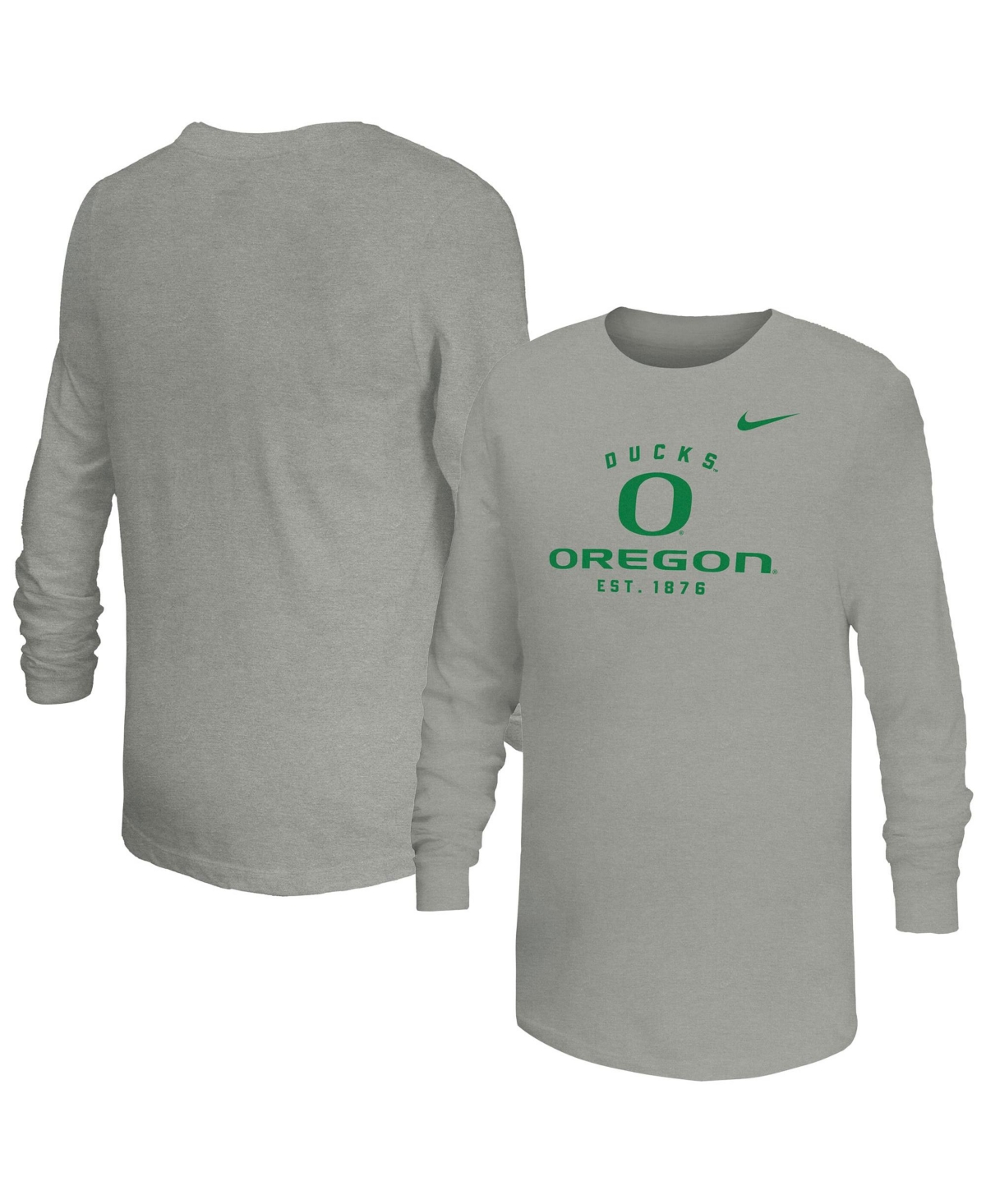 Nike Big Boys' and Girls' Gray Oregon Ducks Legend Dri-fit Long-Sleeves T-Shirt - Gray
