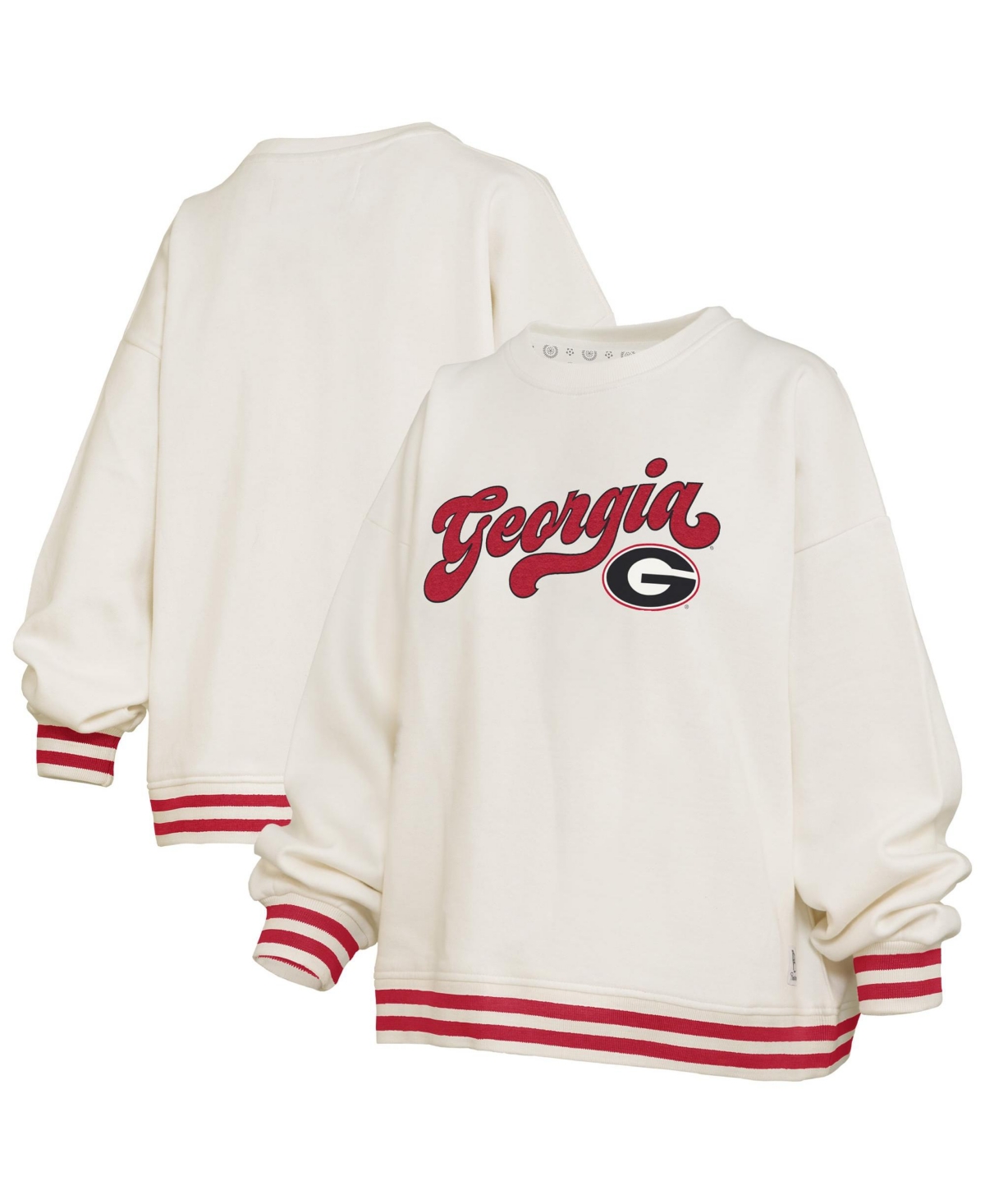 Pressbox Women's Cream Georgia Bulldogs Bonanza Chenille Ribbed Sweatshirt - Cream, Red