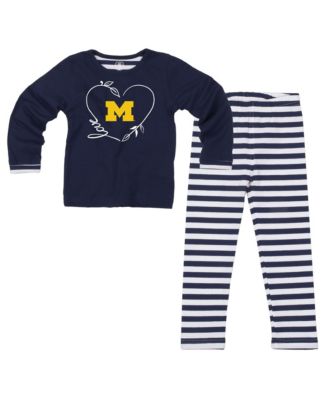Girls Toddler Navy Michigan Wolverines Long-Sleeves Top and Pants, 2-Piece Set