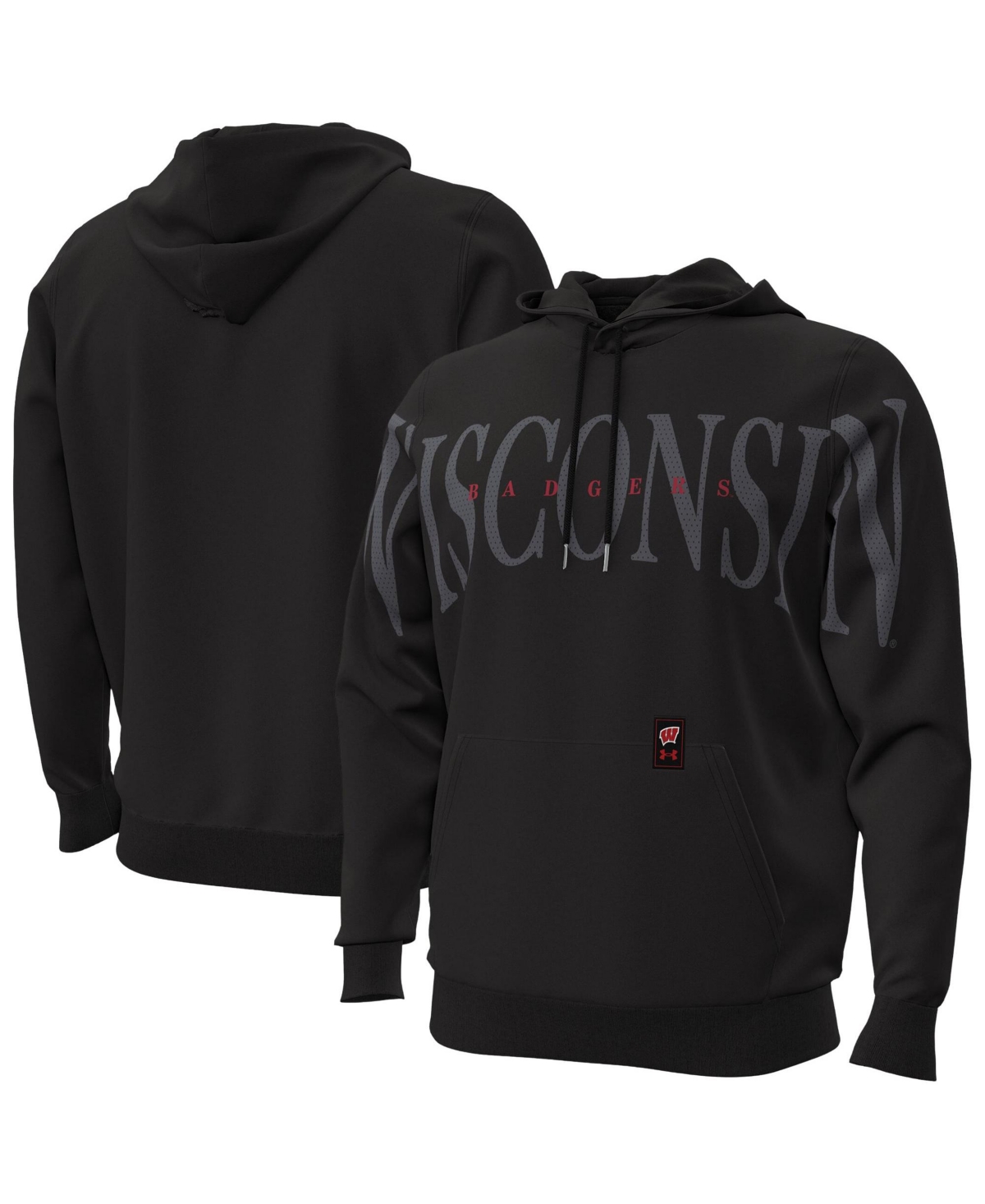 Under Armour Men's Black Wisconsin Badgers 2026 Sideline Overlay Icon Fleece Hoodie - Black
