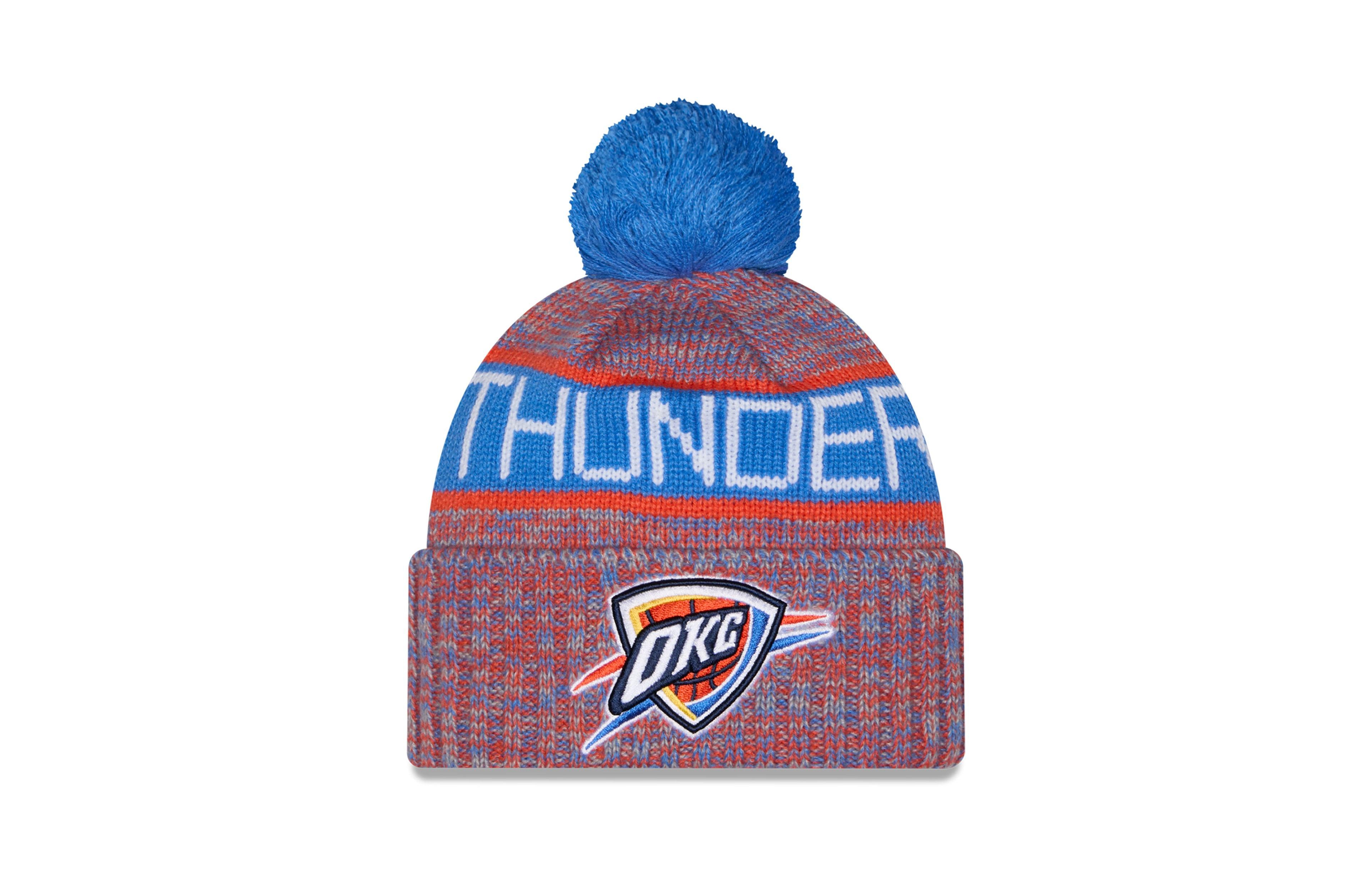New Era Big Boys' and Girls' Blue Oklahoma City Thunder Tri-Color Cuffed Knit Hat