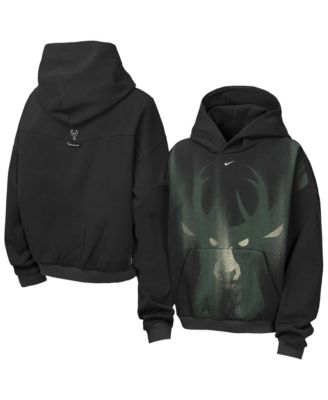 Big Boys' and Girls' Black Milwaukee Bucks 2026 Standard Issue Practice Icon Fleece Pullover Hoodie