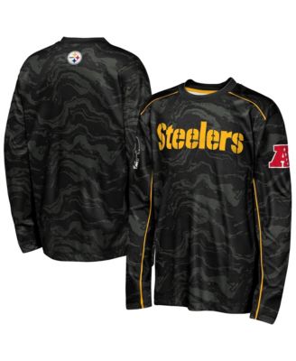 Big Boys' and Girls' Black Pittsburgh Steelers Tailgate Performance Long-Sleeves T-Shirt
