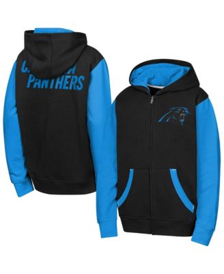 Big Boys' and Girls' Black Carolina Panthers Stadium Color block Full-Zip Hoodie