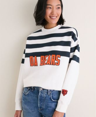 Women's White/Navy Chicago Bears Stripe Sweatshirt