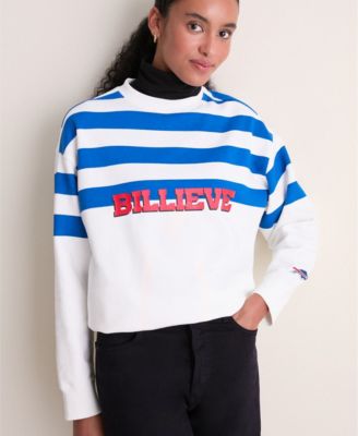 Women's White/Royal Buffalo Bills Stripe Sweatshirt
