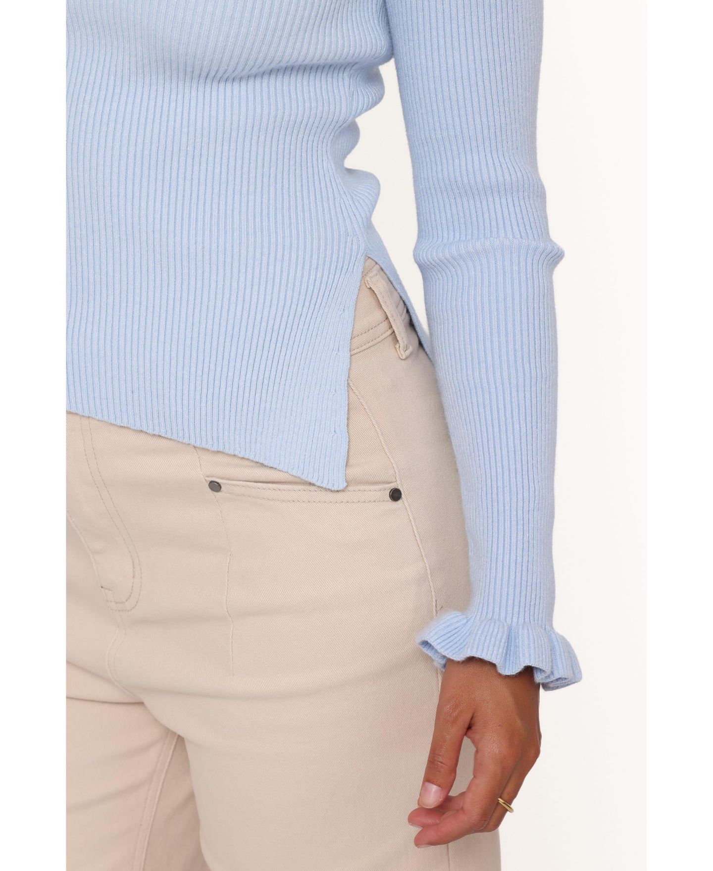 Женский топ Petal & Pup Fiana Boat Neck Long-Sleeve Ribbed-Knit, цвет: Ледяной синий — фото 4