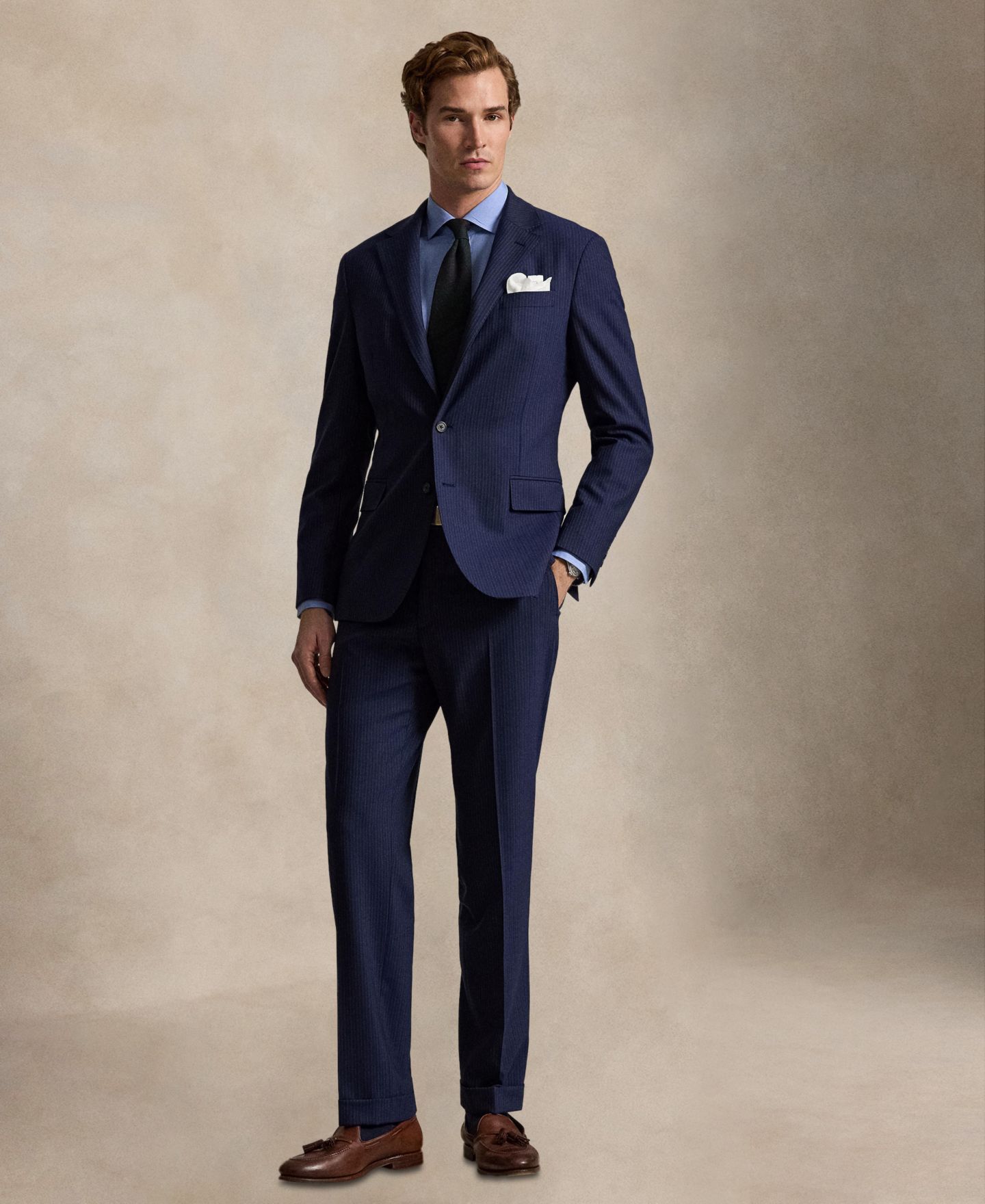 Мужская куртка Polo Ralph Lauren Modern-Fit Pinstripe Twill, цвет: Тёмно-синий — фото 2