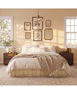 All Size Platform Bed Frame with Wood Slats, No Box Spring Needed, Rounded Corners, Sturdy Wood Frame, Easy Assembly