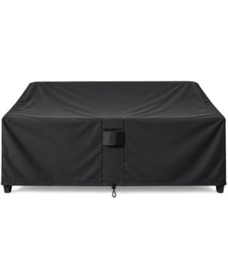 Outdoor Loveseat Cover Water Resistant, 2-Seater Patio Couch and Sofa Cover with Air Vents and Leg Straps - 58"W x 37"D x 32.5"H - Black