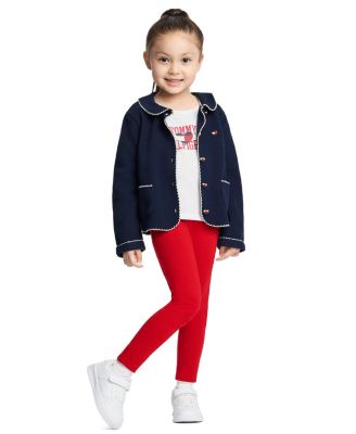 Girls' 2T-6X Peter Pan Collar Long-Sleeve T-Shirt, Jacket and Leggings, 3-Piece Set