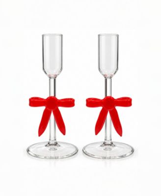 Holiday Bow Candleholders, Set of 2