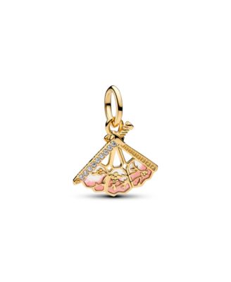 Disney Mulan Clear Cubic Zirconia Fan Dangle Charm
