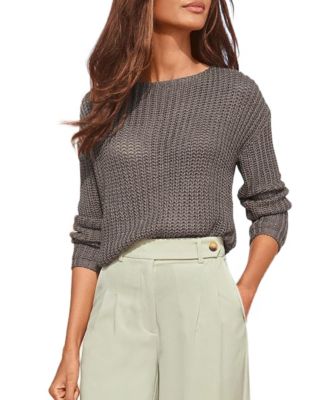 Women's Open-Knit Relaxed Boat-Neck Sweater