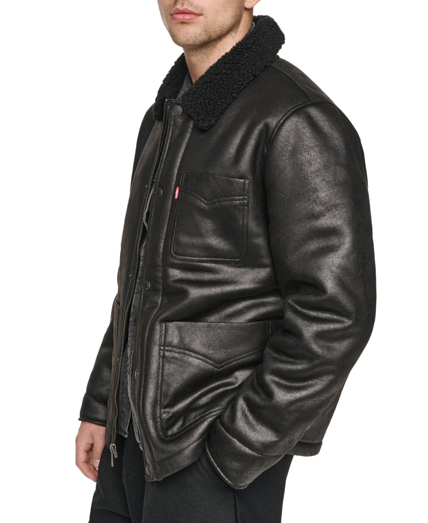 Мужская куртка Levi's Shearling Classic-Fit Ranch, цвет: Чёрный — фото 4