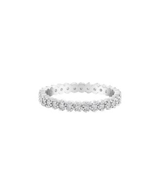 Cubic Zirconia Silver-Tone Celeste Dainty Stackable Tennis Band Ring