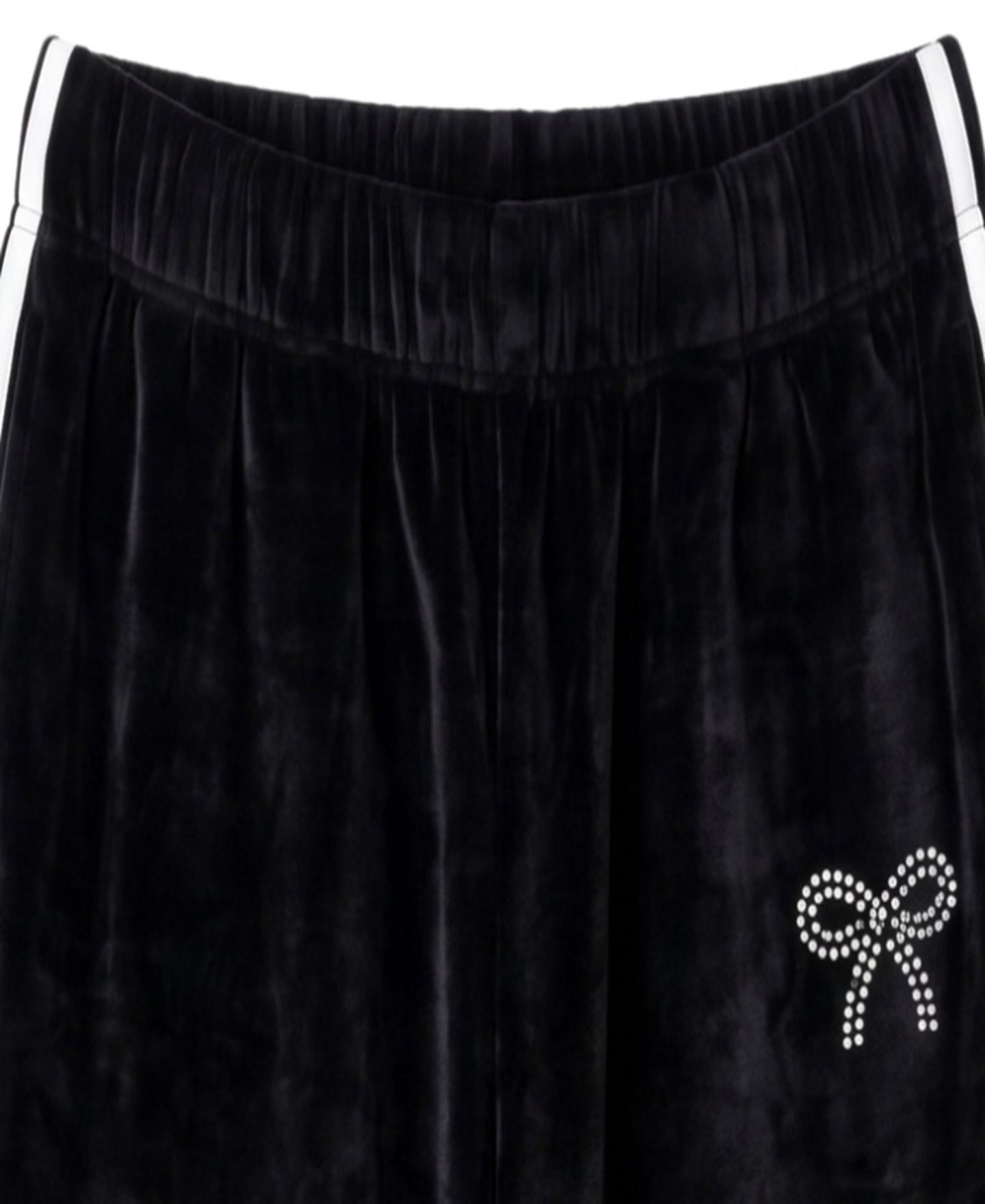 Брюки With Jules Velour Wide-Leg Rhinestone-Bow Sweatpants для девочек, цвет: Чёрный / Молочный белый — фото 3