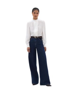 Women's Martha Long-Sleeve Ruffled Concealed Placket Blouse