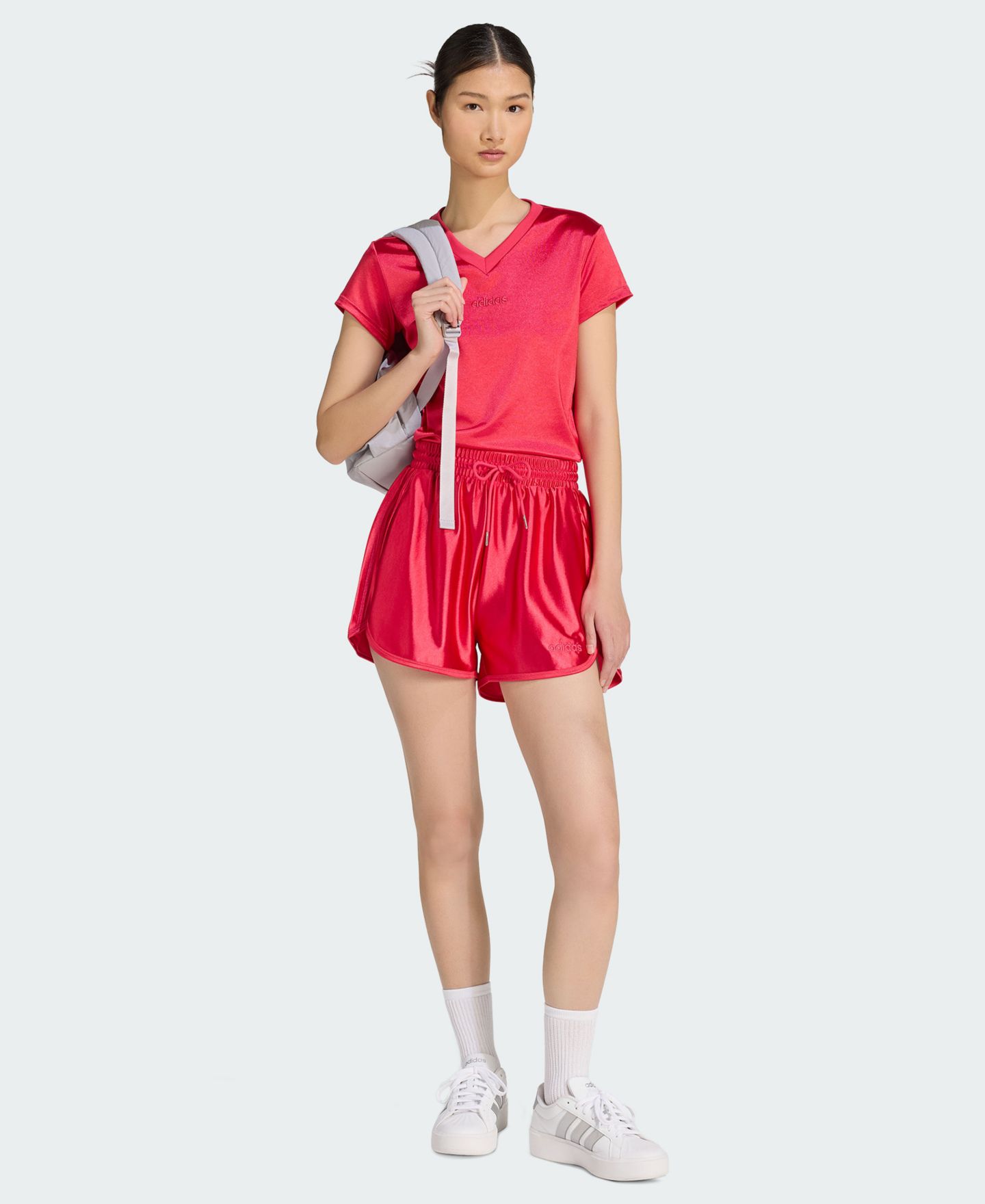 Женские шорты adidas Seasonal Essentials Satin High-Rise Loose-Fit, 3" Inseam, цвет: Чёрный — фото 7