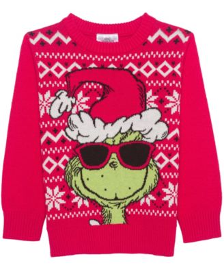 Boys' 12M-5T Grinch Sunglasses Holiday Fair Isle-Inspired Sweater