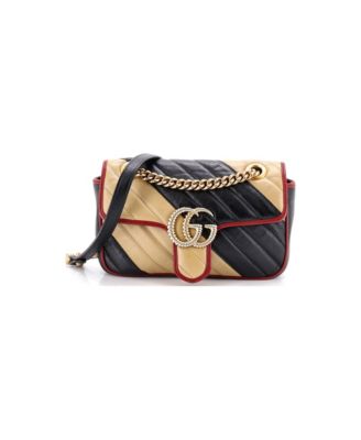 Mini GG Marmont Flap Bag Diagonal Quilted Leather