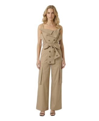 Women's Off-Shoulder Wide-Leg Cargo Jumpsuit