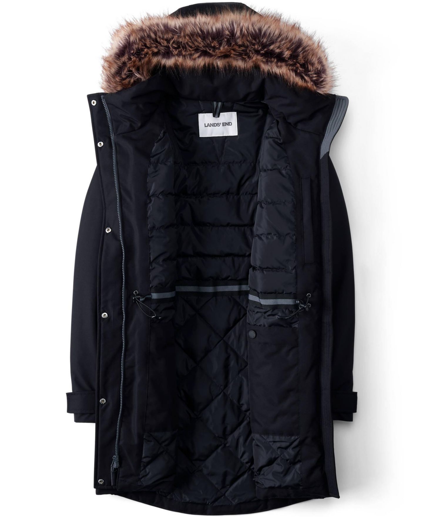 Женская куртка Lands' End Expedition Down Waterproof Winter, цвет: Чёрный — фото 2
