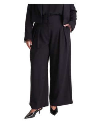 Plus Size Lauren Chan High-Rise Wide Leg Tuxedo Pants