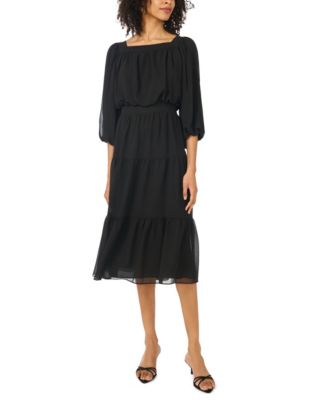 Women's Tiered Square Neck Midi Dress