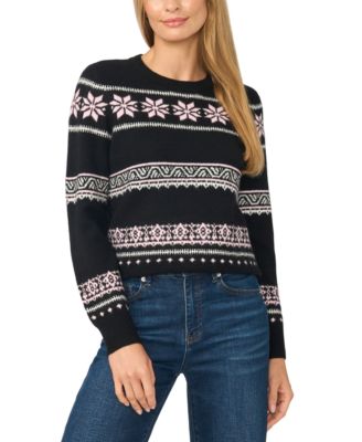 Women's Fair Isle Long-Sleeve Crewneck Sweater