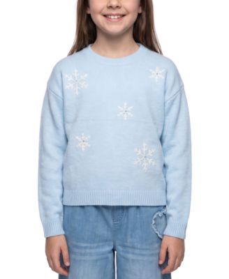 Girls' 7-16 Long-Sleeve Crewneck Snowflake Sweater