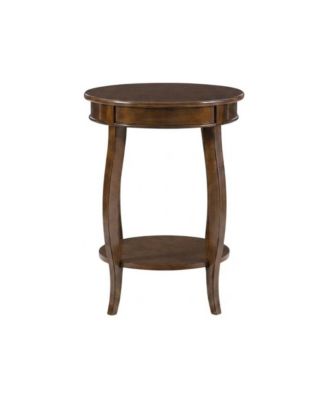 Hazelnut Round Accent Table with Shelf for Living Room or Bedroom
