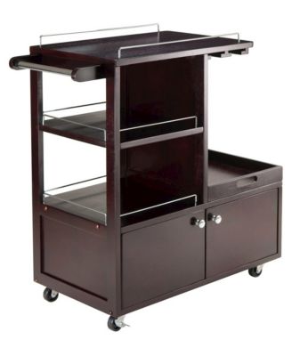 Wood Media Cart with Removable Tray, Adjustable Shelf, Cabinet Storage