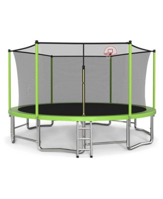 15-Foot Outdoor Trampoline with Balance Bars, Safety Enclosure & Ladder, Ages 5+