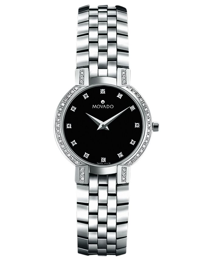 Movado Women's Swiss Faceto Stainless Steel Bracelet Watch 25mm 0605586
