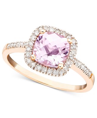 Pink Amethyst (1-1/3 ct. t.w.) and Diamond (1/5 ct. t.w.) Ring in 10k ...