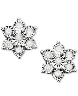 macy's diamond flower earrings