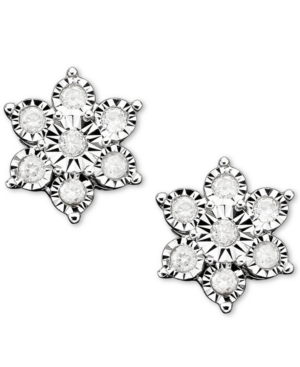image of Diamond Flower Stud Earrings in 10k White Gold (1/10 ct. t.w.)