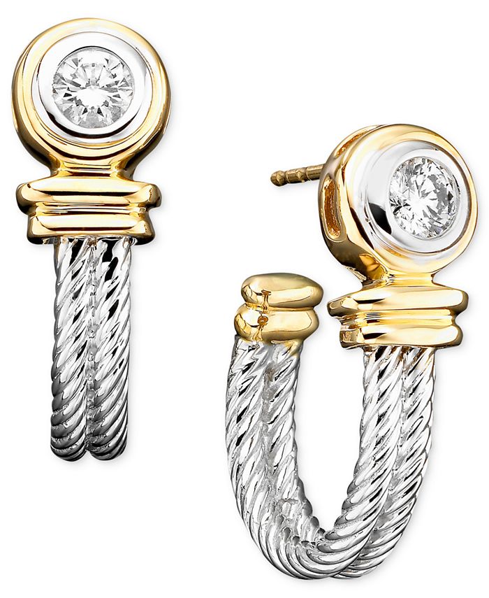 Macy's - Diamond Earrings (1/3 ct. t.w.) in 14k White & Yellow Gold