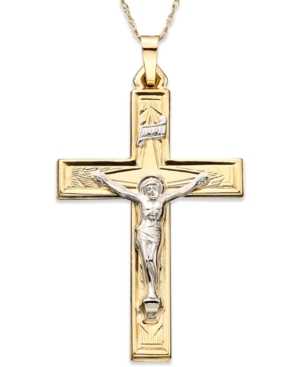 image of 14k Gold Two-Tone Large Crucifix Pendant