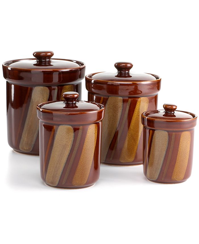 Sango Avanti Brown Set of 4 Canisters Macy s