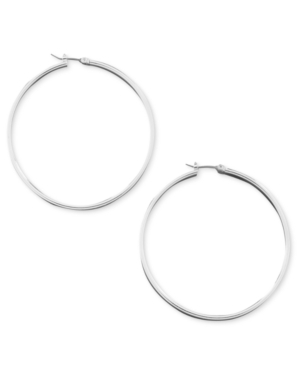 GUESS 2" SILVER-TONE HOOP EARRINGS