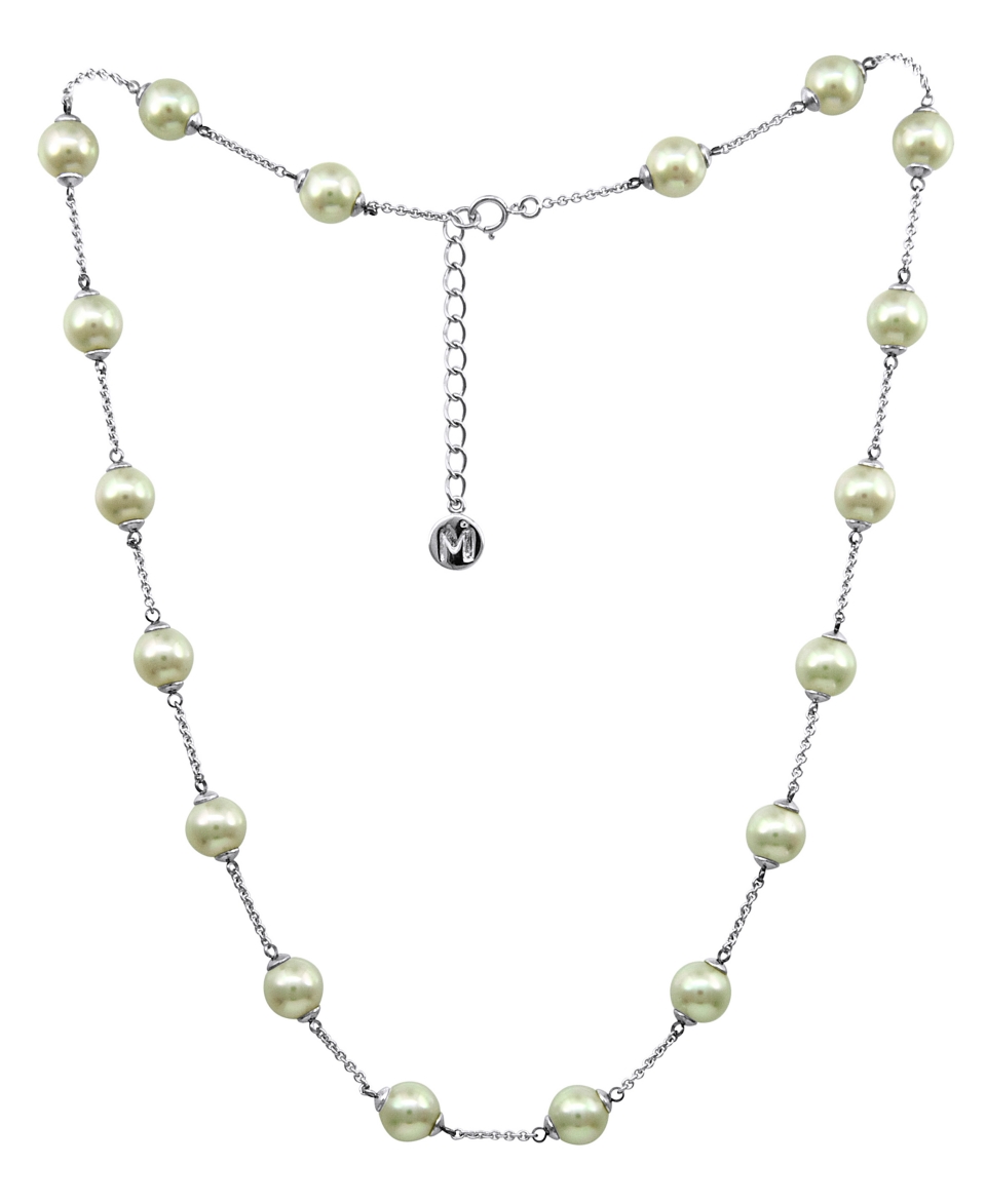 Majorica Sterling Silver Necklace, Organic Man Made Pearl Illusion