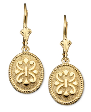 image of 14k Gold Earrings, Oval Etruscan