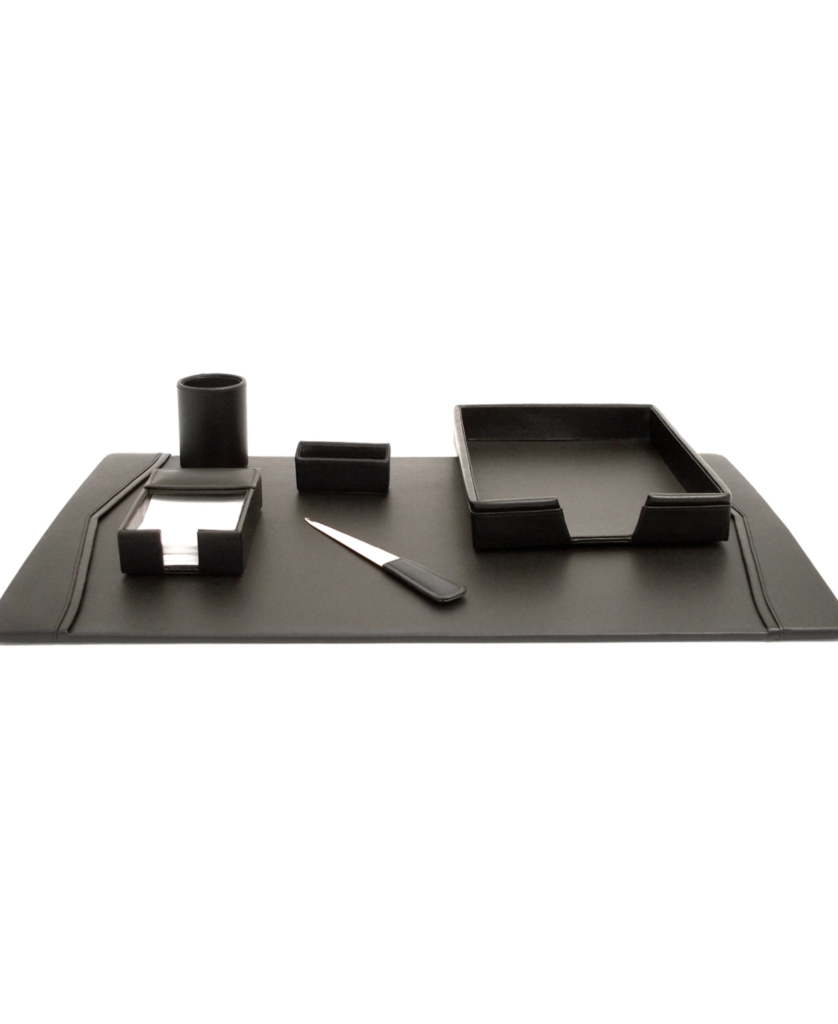 Leather 6 Piece Desk Set - Black