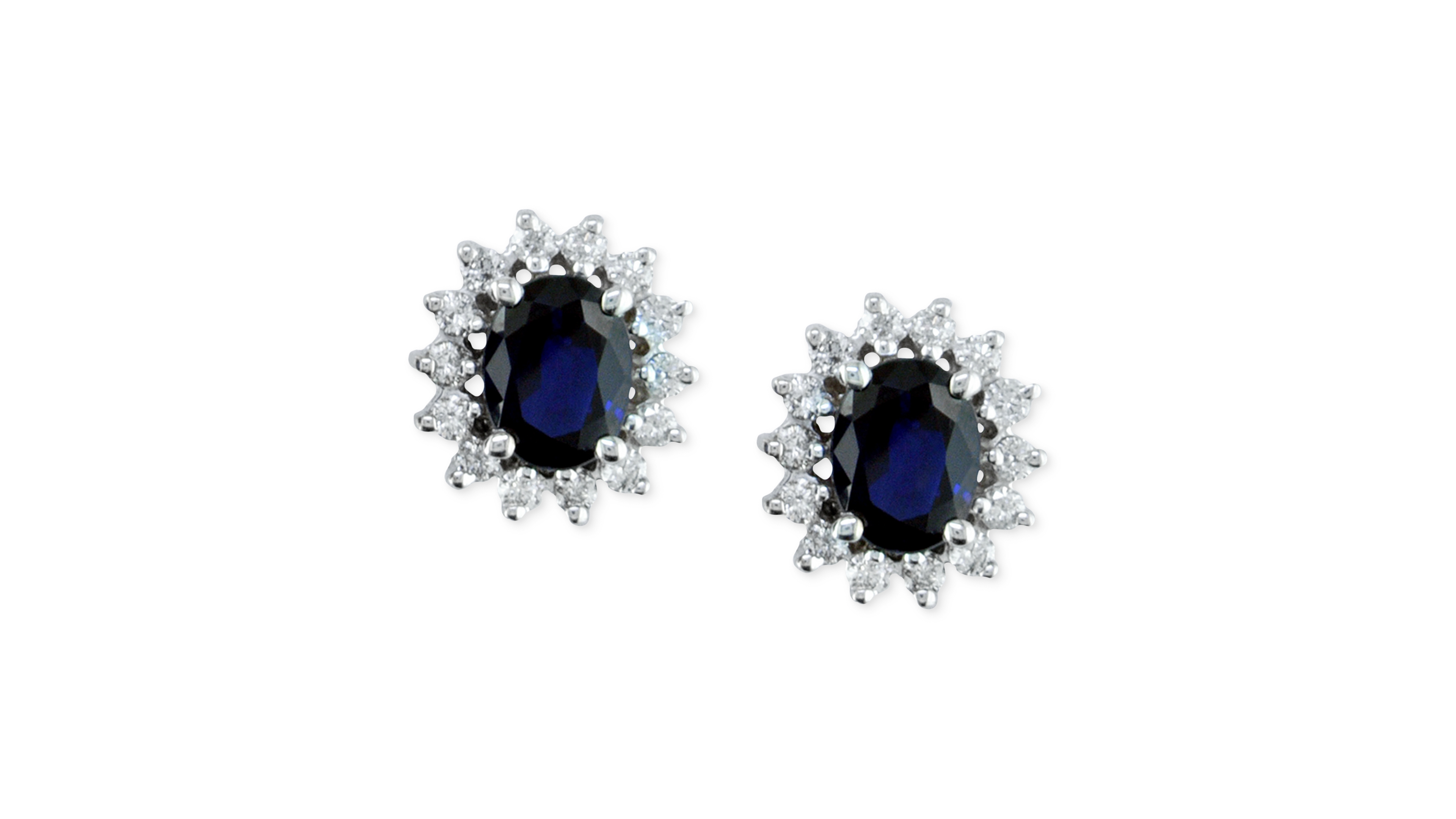 Effy Sapphire (2-7/8 ct. t.w.) & Diamond (5/8 ct. t.w.) Halo Stud Earrrings in 14k Gold (Also available in Emerald and White Gold)