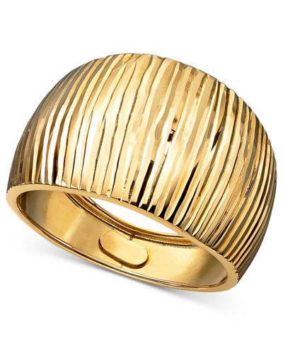 cigar band gold ring 14k diamond cut rings